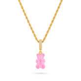 Transparente rosa Teddybär-Halskette