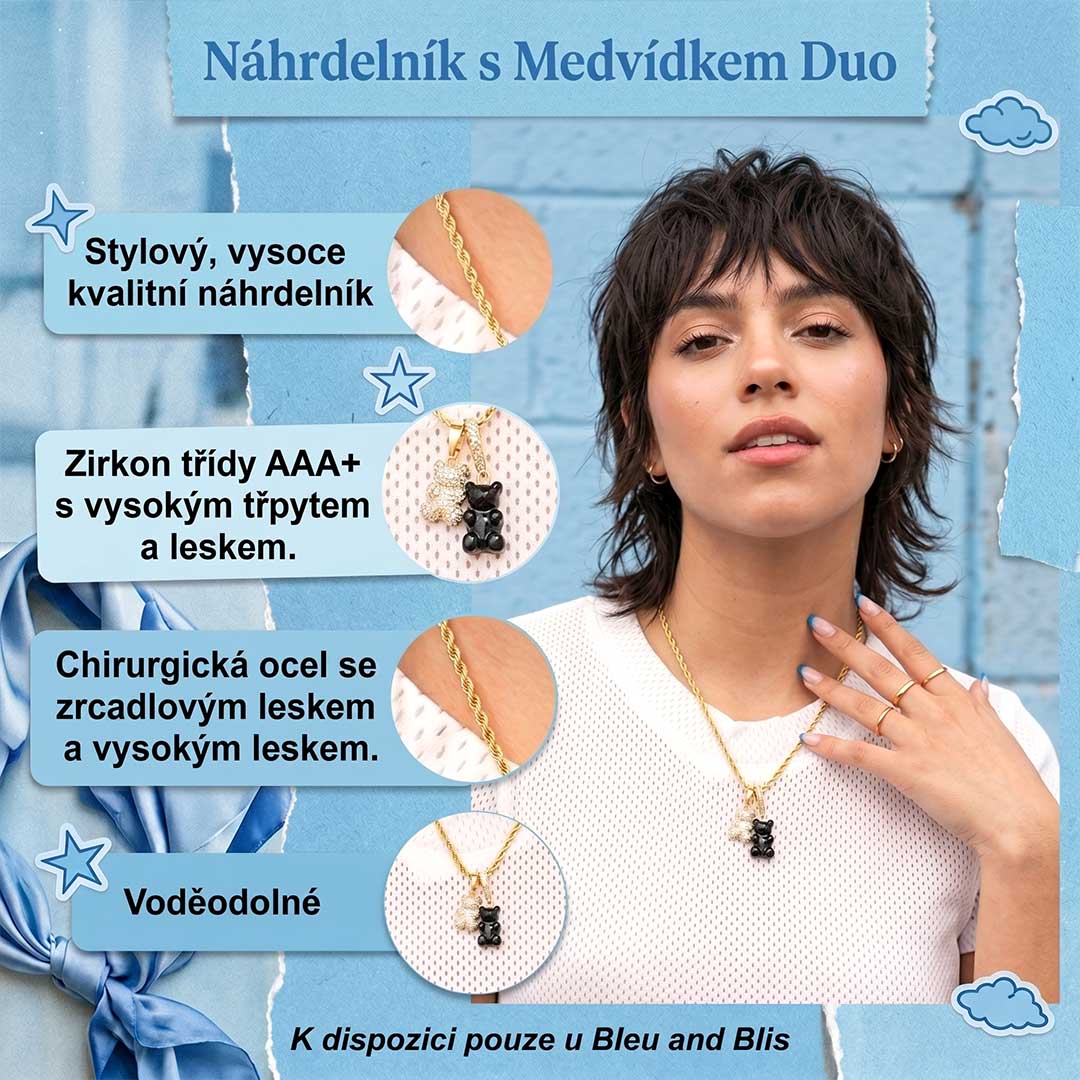 Vlastní DIY medvídkový náhrdelník ve zlaté barvě