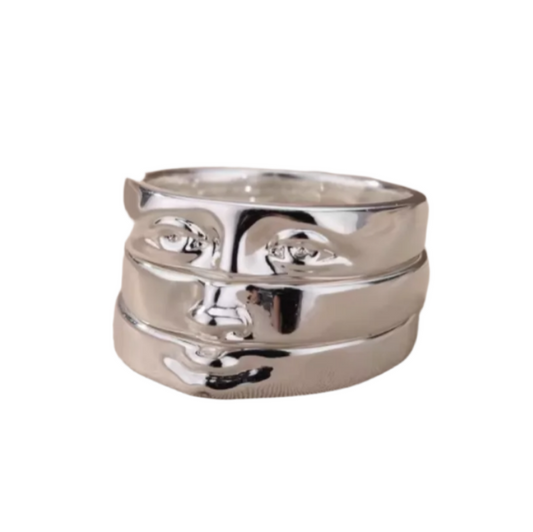 David Face 3 Ring Silber