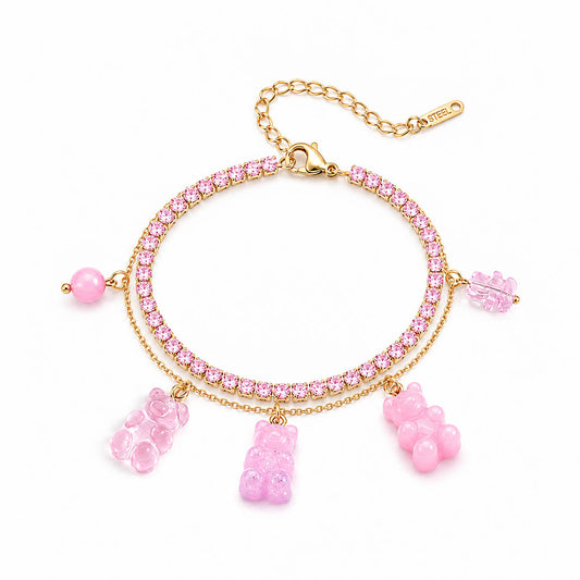 Blush Teddy Tennis-Armband