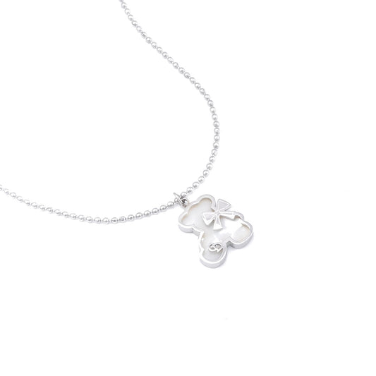 Schleife Teddybär Halskette Silber
