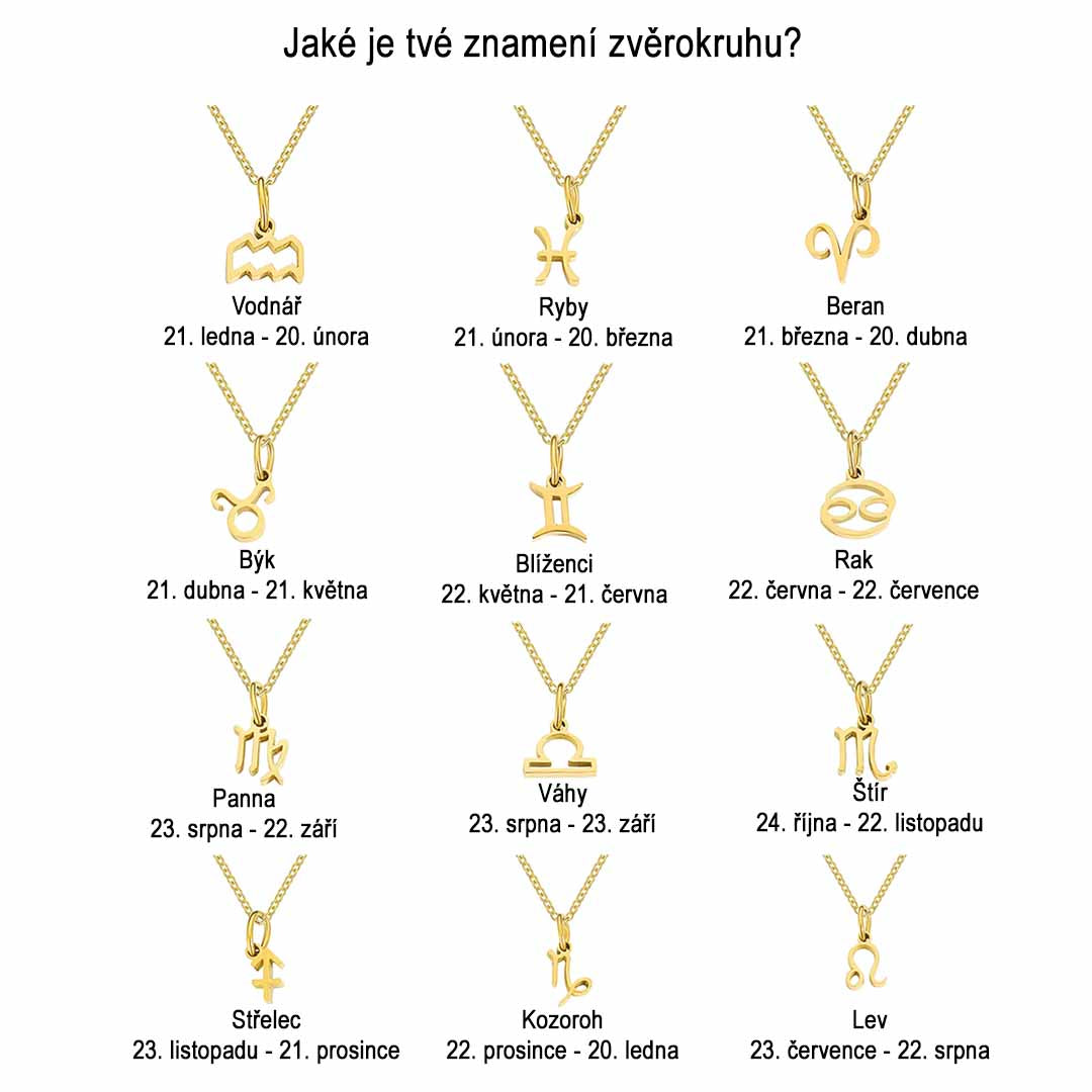 ZODIAC Symbol Zlatý náhrdelník