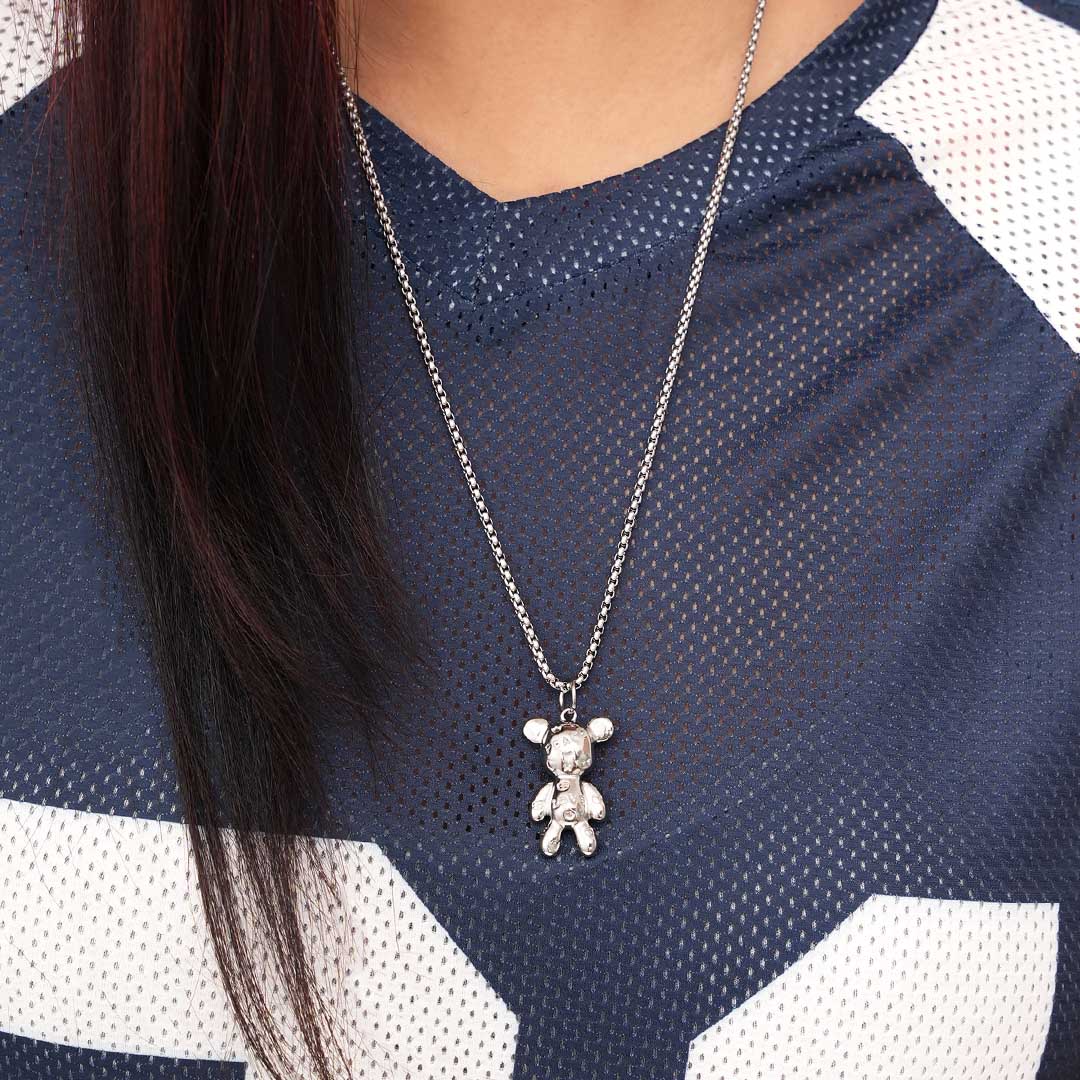 Love Peace Medvídkem Stříbro Náhrdelník Unisex