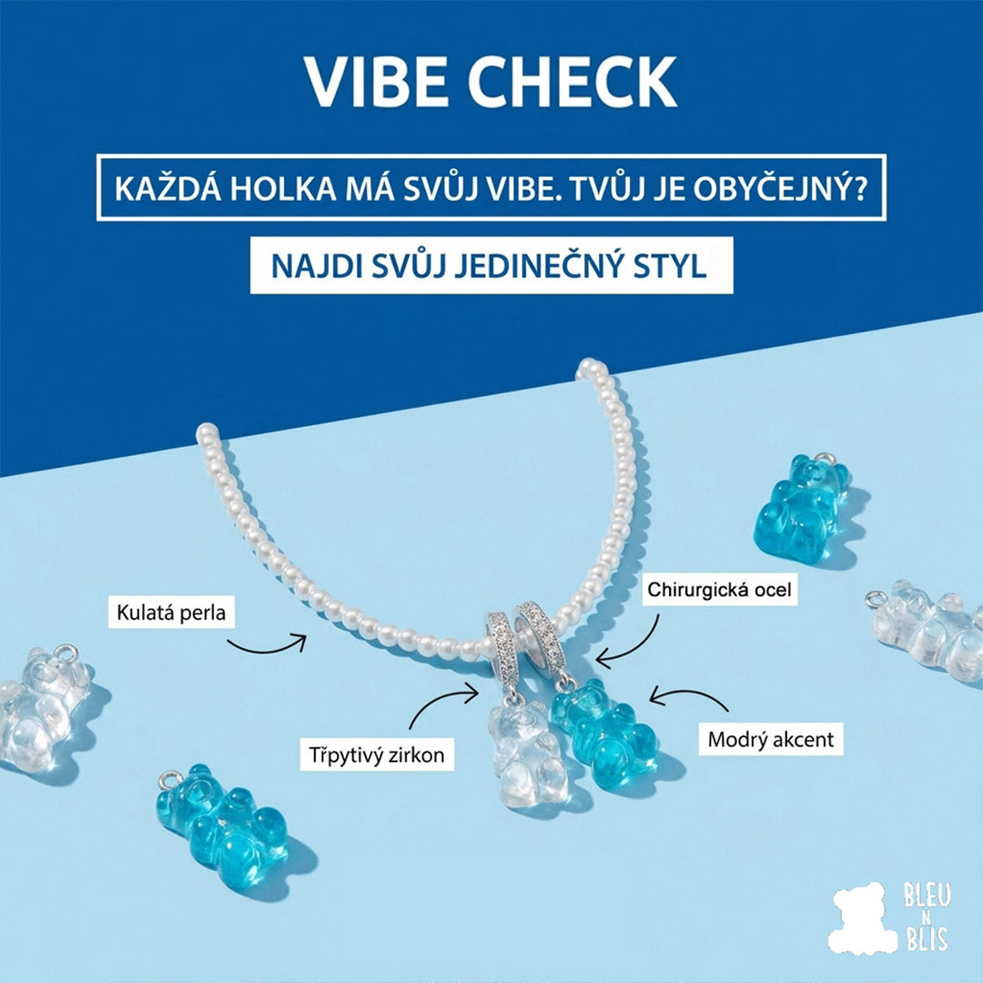 Vlastní DIY medvídkový náhrdelník ve stříbrné barvě
